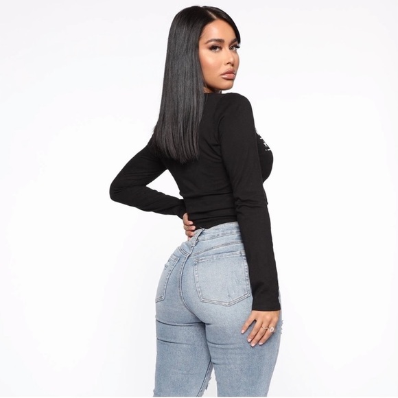 NEW Fashion Nova World Tour LA NY London Paris🌆 Black Laser Cut T Shirt L - Picture 6 of 16